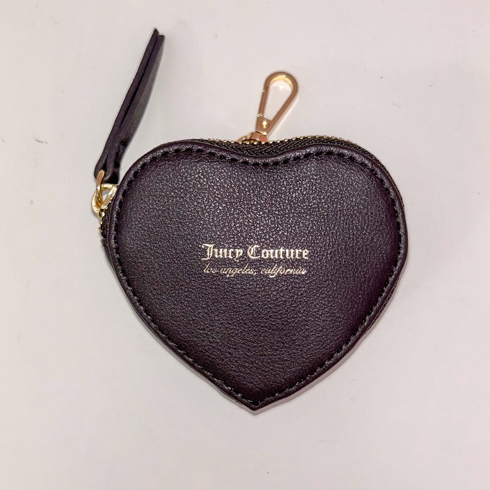 Juicy Couture Heart-Shaped Coin Purse Brown.
